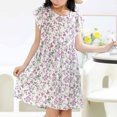 thumbnail image 2 of Robe d'Été pour Fille à Manches à Volants, Décontractée et Fluide, Robe Tunique Évasée à Motif Floral, Robe Chemise, Robe d'Été 3-15 Ans, 2 of 6