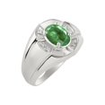 thumbnail image 4 of RYLOS Sterling Silver Ring 8X6MM Oval Gemstone & Diamond Unisex Rings Emerald May Birthstone Ring Size 11, 4 of 7
