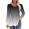 thumbnail image 2 of RXIRUCGD T-Shirts à Manches Longues Dégradés pour Femmes, Décontractés, Mode, Amples, Plissés, Col Rond, Gris, Taille : L, 2 of 5