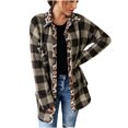 thumbnail image 1 of Veste à Imprimé Léopard pour Dames, Veste Chemise à Manches Longues à Carreaux Contrastées, 1 of 6
