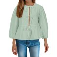 thumbnail image 1 of Birdeem Blouse pour Femmes Chemise à Manches Longues Rayée Décontractée avec Cordon de Serrage et Manches Bouffantes, 1 of 1