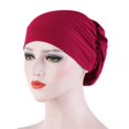 thumbnail image 3 of Women Solid Beading Hat Muslim Ruffle Cancer Chemo Hat Wrap Cap, 3 of 3