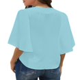 thumbnail image 5 of CHUANK Women‘s Button Down V Neck Tops Ruffled 3/4 Sleeve Tie Knot Front Blouses White Sizes S-2XL, 5 of 5