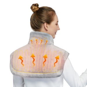 22×19 pouce Plaque de chauffage électrique pondérée pour soulager la douleur des épaules de cou, traitement rapide de la pression de chaleur profonde Cramp Relief Large Therapeutique Wrap
