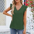 thumbnail image 2 of Timegard Womens Summer Tops Ruffle Cap Sleeve V-Neck Solid Color Comfy Lightweight Blouse Casual Loose Tops, 2 of 6