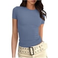 thumbnail image 2 of BVOFAR Hauts Côtelés d'Été pour Femmes 2025 Col Rond Manches Courtes T-Shirts Décontractés Confortables Coupe Ajustée, 2 of 5