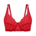 thumbnail image 5 of Sentmoon Wireless Bras for Women Plus Size Lace Bras for Women Push Up Wide Strap Thin Style Breathable Solid Color Support Bras Stylish for Daily Wear Red 85C, 5 of 5