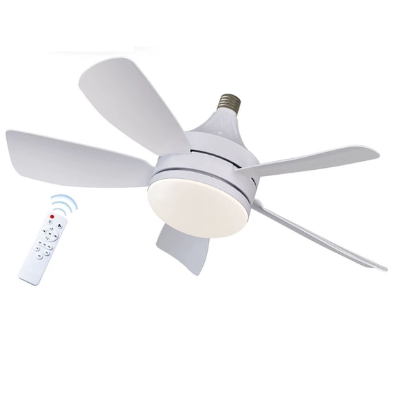Ventilateur de Plafond Intelligent 2-en-1 de 35 W avec Télécommande - Luminosité et Couleur Réglables, Fonctionnement Silencieux à 3 Vitesses, Minuterie 2/4 H, Installation Facile E27, Corps et Pales ABS+PC Noirs, DEL Écoénergétique