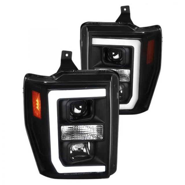 Spec-D Tuning 2LHP-F25008JM-RS Black LED Bar Projector Headlights for 2008-2010 Ford F-250