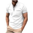 thumbnail image 2 of EOYWHK Henley Shirts for Men Business Casual Button Up Short Sleeve Tees Solid Color Stand Collar Work Blouse, 2 of 7