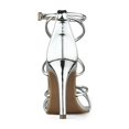 thumbnail image 2 of BLISSFUL STEP Women's Open Toe Strappy Straps Prom Stiletto Heels Sandals Silver 7, 2 of 8