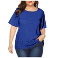 thumbnail image 1 of Birdeem Womens Plus Size Solid Color Tops Short Sleeve Round Neck Temperament and Leisure Shirt Tops, 1 of 5