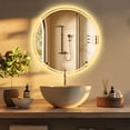 thumbnail image 3 of LUVODI LED Bathroom Mirror Round: 600mm Illuminated Dimmable Backlit Lighted Wall Circle Vanity Mirror with Demister Pad + Smart Touch Button Makeup Shaving Mirror, 3 of 13