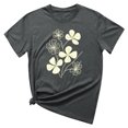 thumbnail image 5 of KIHOUT Nouveau Haut de Mode d'Été pour Femmes 2025, T-Shirt à Manches Courtes à Col Rond Décontracté à Imprimé Floral Gris Foncé L, 5 of 5