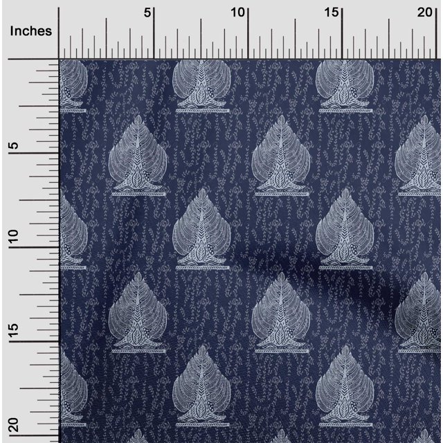 oneOone Cotton Cambric Fabric Leaves & Tree Block Decor Fabric Printed BTY 56 Inch Wide