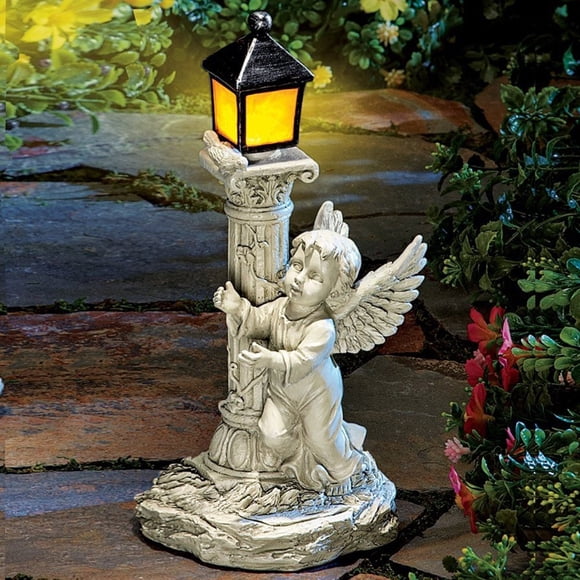 Meiiso Clearance Sales Today Deals Prime! Roman Sun Column Angel Statue Memorial Lamp, Roman Column Angel Statue Garden Statue Sculpture Solar Light, 1X Roman Sun Column Angel Statue Memorial Lamp