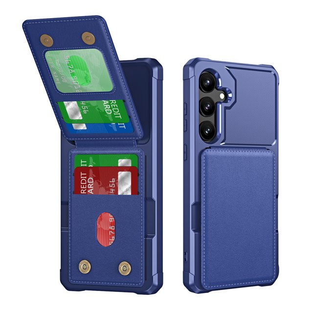 ELEHOLD for Samsung Galaxy A16 5G Case, PU Leather Magnetic Button Closure Credit Card Holder Slots Stand Function Wallet Shock-Absorbent Shockproof Phone Case for Samsung Galaxy A16 5G,Darkblue