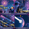 thumbnail image 2 of Decorative Design New Year Banner Colorful Theme Celebration Banner Balloon Decoration Fireworks Party Banner for New Year Party Festival Gathering Event, 2 of 5