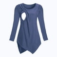 thumbnail image 2 of Long Sleeve Blouse Pregnancy Nursing Top, Maternity Ribbed Long Sleeve with Side Drawstring, Round Neck Blouse Long Sleeve Tops, 2 of 4