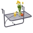 thumbnail image 1 of Outsunny Table de Balcon Réglable à Suspendre sur Rambarde, Mini Bureau Mural à Montage Métallique, Support de Fleurs Extérieur Table de Service, Gris, 1 Unité, 1 of 10