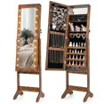 thumbnail image 1 of Costway Armoire à Bijoux avec Miroir LED et 20 Lumières LED Miroir Pleine Longueur Angles Réglables Marron, 1 of 10