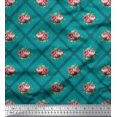 thumbnail image 1 of Soimoi polyester Crepe Fabric Check,Leaves & Rose Floral Print Fabric by the Yard 42 Inch Wide, 1 of 3