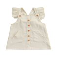 thumbnail image 1 of Bébés Filles Printemps Automne Robe Solide Couleur Velours Côtelé Cou Carré Bretelles Robe avec Poches Marron 2-3 Ans, 1 of 7