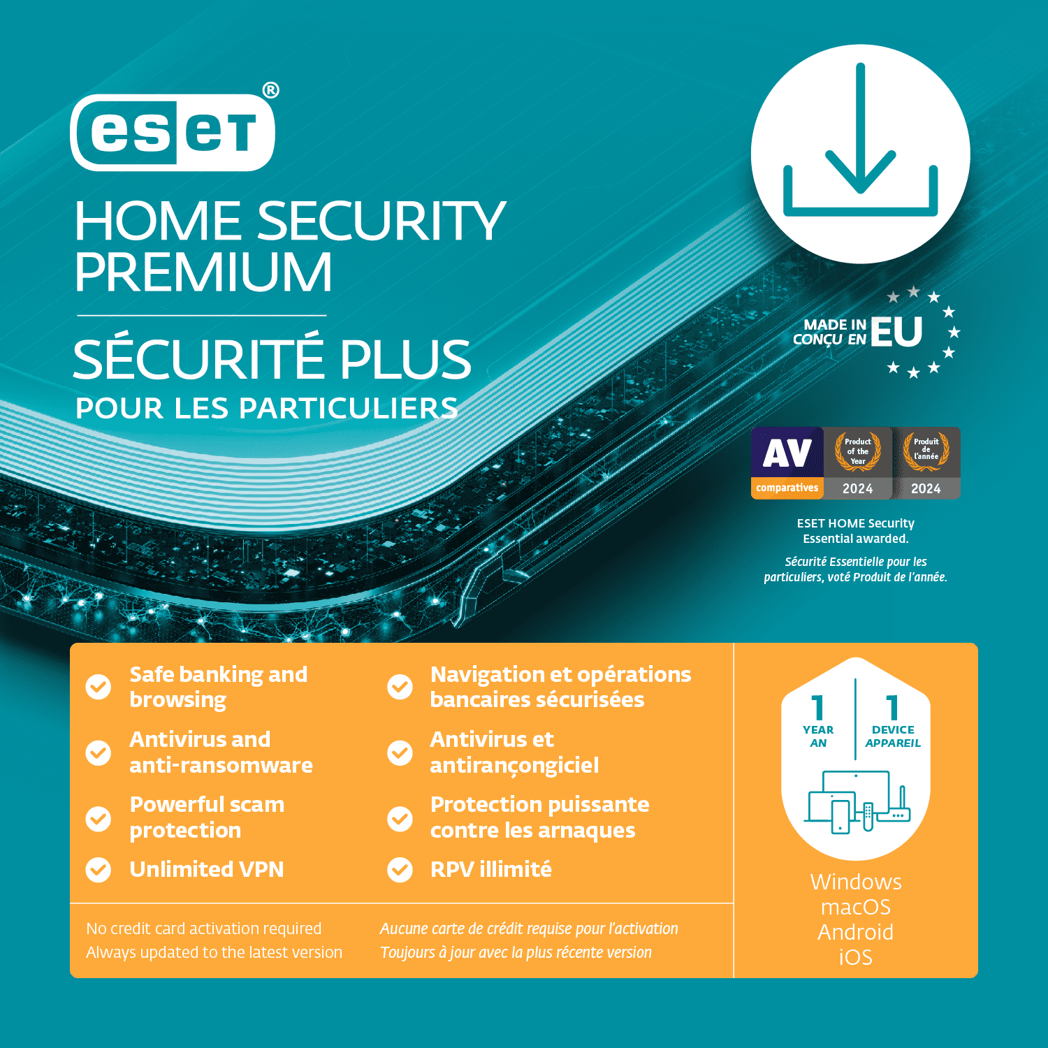 ESET Home Security Premium - 1 Device, 1 Year [Code Electronique]