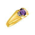 thumbnail image 3 of RYLOS Mens Rings 14K Yellow Gold Classic Design 7X5MM Oval Gemstone & Diamond  Amethyst February Birthstone Ring Size 10, 3 of 7