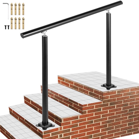 VEVOR Handrail Outdoor Stairs, 34 inch Outdoor Handrail, Outdoor Stair Railing Adjustable from 0 to 60 Degrees Handrail for Stairs Outdoor Black Aluminum Stair Railing for Garden, Office Area