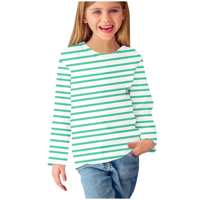 cfhntfmh Hauts à Manches Longues pour Enfants Mode T-Shirts Tuniques Basiques à Col Rond Imprimés Garçons Filles Automne Chandails de Détente