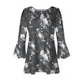thumbnail image 5 of CEHVOM Femmes Mode Imprimé Décontracté Col en V Manches 3/4 T-Shirt Blouse Hauts Liquidation, 5 of 5