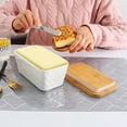 thumbnail image 4 of tumgatte Ceramic Stoneware Butter Dish with Lid Butter Dish Butter Dish Set Bread and Butter Container with Knife Wooden Lid Non-slip Base Up to 65% off, 4 of 7