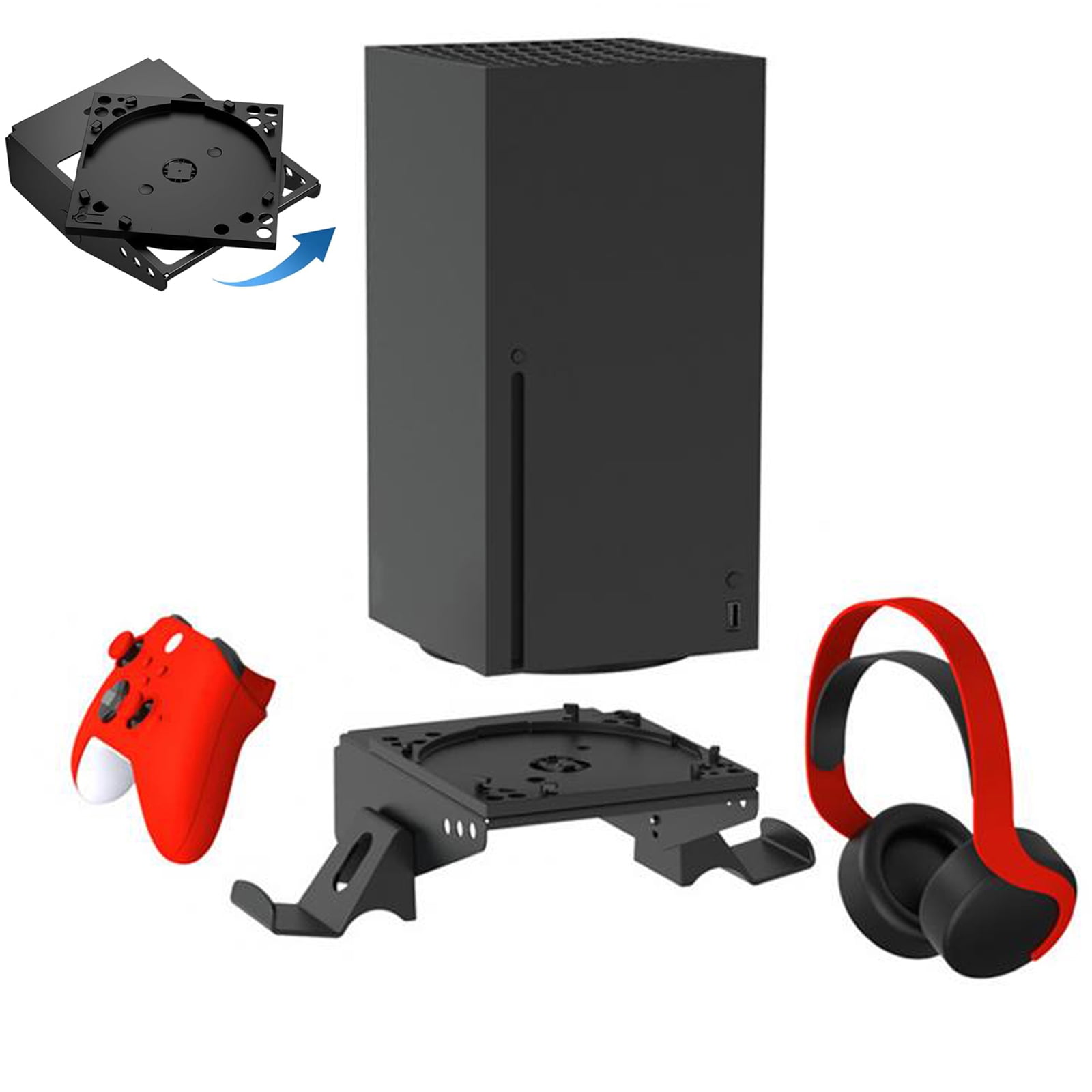 Wall Mount for Xbox Series X - with 2 Controller Holder & Headphone Hook -Rotatable Console Base