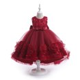 thumbnail image 2 of Robe d'Été pour Filles, Robe Sans Manches en Maille pour Enfants, Robe de Princesse Fleurie pour Performance, Robe pour Enfants Vin 6-7 Ans, 2 of 7