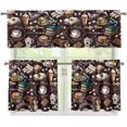 thumbnail image 1 of Brown Coffee Kitchen Curtain Valance and 36" Tiers Set of 3 Soft Cafe Curtains with Rod Pocket Blackout Drape Window Set for Home Window Fall Decorations,Size S, 1 of 4