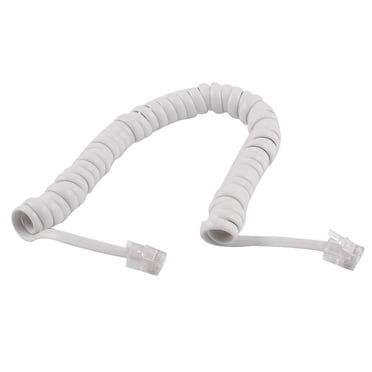 Unique Bargains RJ9 4P4C Combinés Téléphoniques Extensibles Enroulés Cordon Blanc Cassé