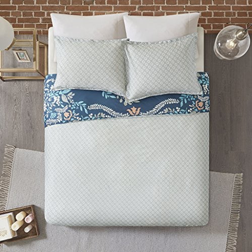 Madison Park Eden Ensemble de Housse de Couette Réversible Imprimée en Coton 3 Pcs Bleu Marine Très Grand/Cal Très Grand
