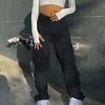 thumbnail image 1 of RKSTN Womns Pants Street Style Fashion Design Sense Multi Pocket Overalls Drawstring Elastic Low Waist Sports Pants Lightweight Soft Workout Pants, 1 of 6