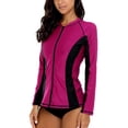 thumbnail image 4 of Charmo Women's Long Sleeve Rashguard Swimsuit Zip Front Sun Protection Swim Shirt UPF 50+, 4 of 6