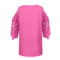 thumbnail image 5 of Wiyuqeen Women's Lace Patchwork Cold Shoulder Blouses Solid Color U-neck Tunic Tops Ladies Basic Pleated Flowy Summer Tops, 5 of 5