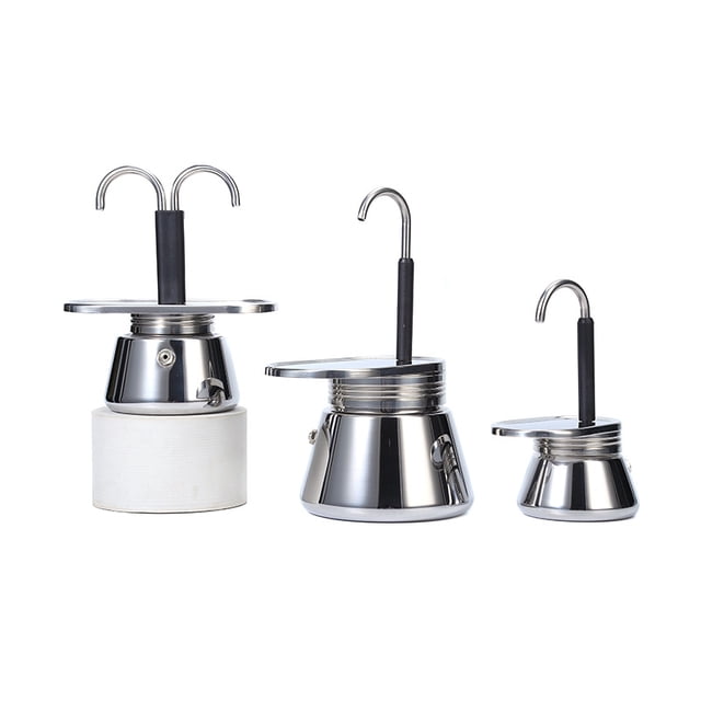 Bnorsy Cafetière Moka en Acier Inoxydable Style Italien avec Design DIY - Antirouille, Légère et Compacte pour Camping en Plein Air, Randonnée et Utilisation Intérieure, Finition Miroir Facile à Nettoyer