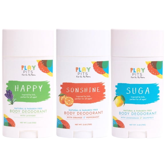 PLAY PITS - Natural Kids Whole Body Deodorant - Safe for Girls & Boys w/Sensitive Skin of All Ages - Clean & Paraben Free – SUGA, SONSHINE, & HA