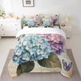 thumbnail image 2 of Colorful Butterfly 7 Pcs Bed In A Bag Blue Purple Hydrangea Bedding Set Full for Girls Boys Kids Rustic Farm Floral Comforter Set With Sheets Dreamy Butterfly Print Bed Set Romantic Style Sheet Set, 2 of 5