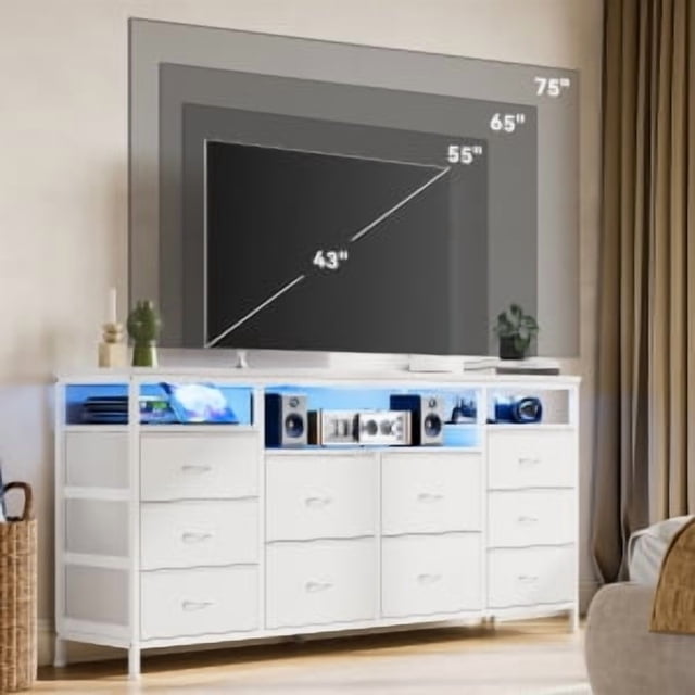 10 Drawers (6+4) Long Mdf Fabric Drawer Tv Cabinet