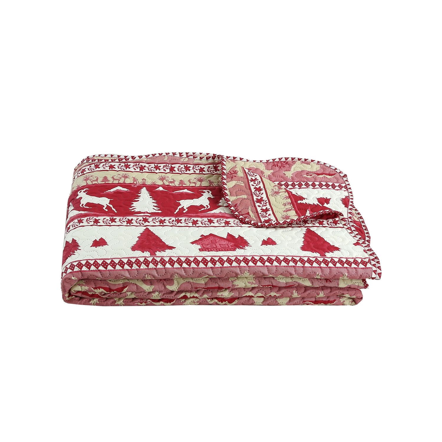 Décor Marina Decoration Ensemble de literie ultra doux avec couvre-lit et taies d'oreiller, motif de chèvre rouge cabine