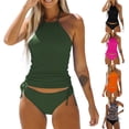 thumbnail image 4 of Gupgi 2Pcs Tankini Swimsuits for Women Tummy Control Bikini Set Halter Swim Top with Shorts Swimwear Bathing Suits, 4 of 4