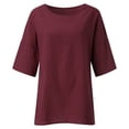 thumbnail image 4 of Blouse Chemise Ample en Coton à Manches Courtes et Col Rond pour Femmes, Été, Grande Taille, Coupe Ample, Soldes, 4 of 6
