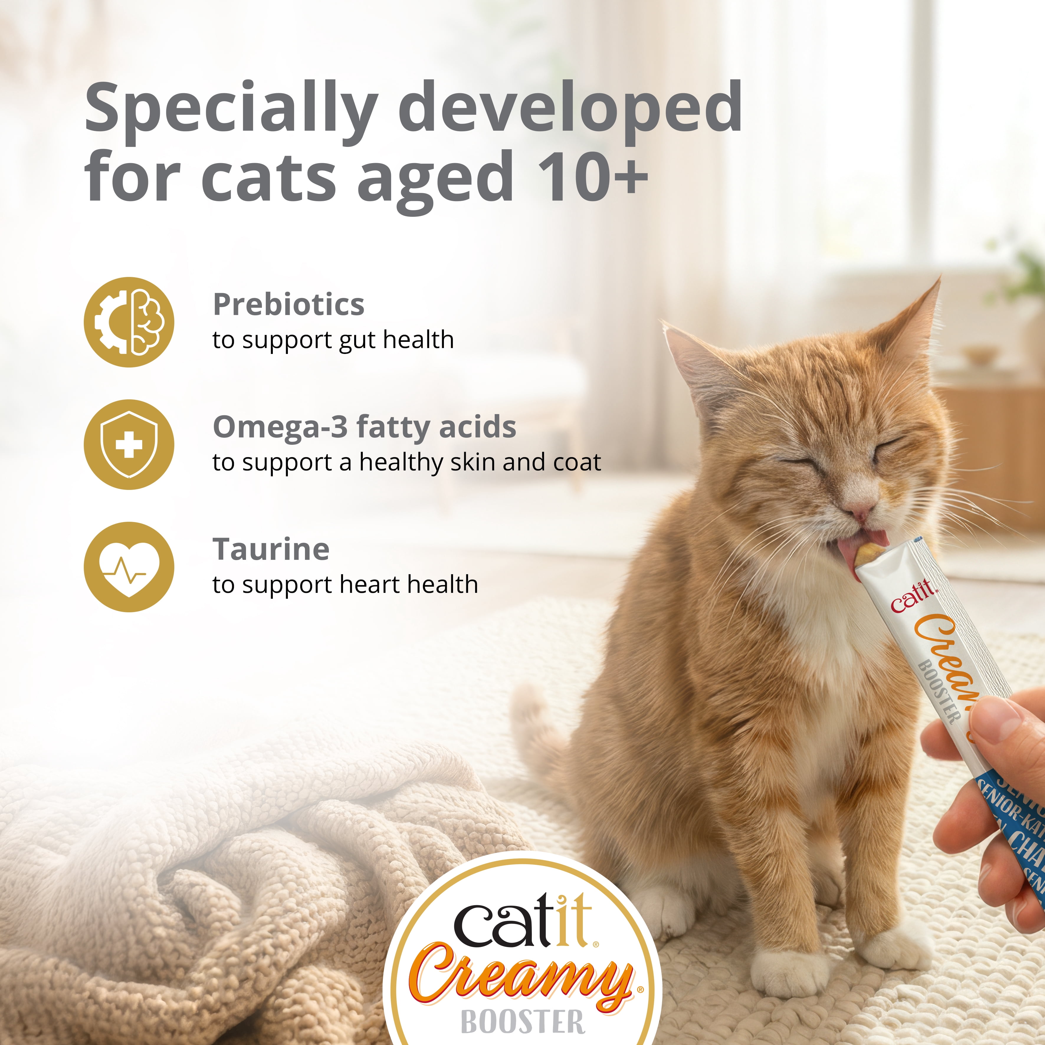 Gâteries Catit Creamy Booster pour chats âgés, 5 x 15 G