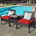 thumbnail image 4 of Costway 3PC Patio Rattan Furniture Set Table Conversation Sofa Cushioned Red, 4 of 10